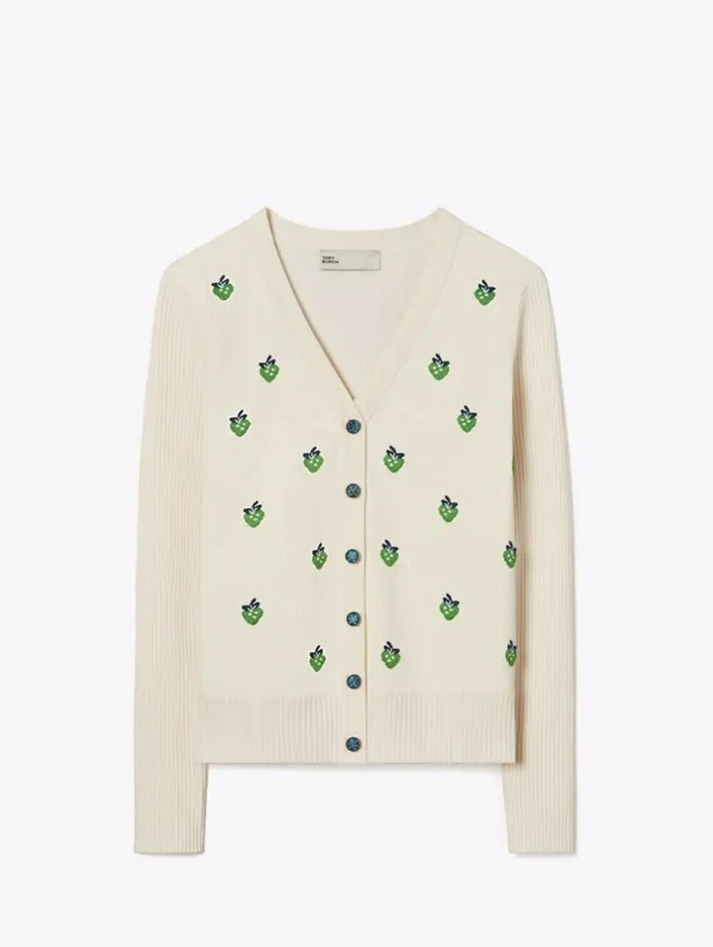 Tory Burch Merino Wool Strawberry Cardigan Small NWOT